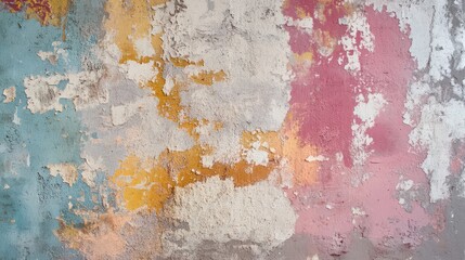 Fototapeta premium Textured Wall Surface with Vibrant Color Patchwork