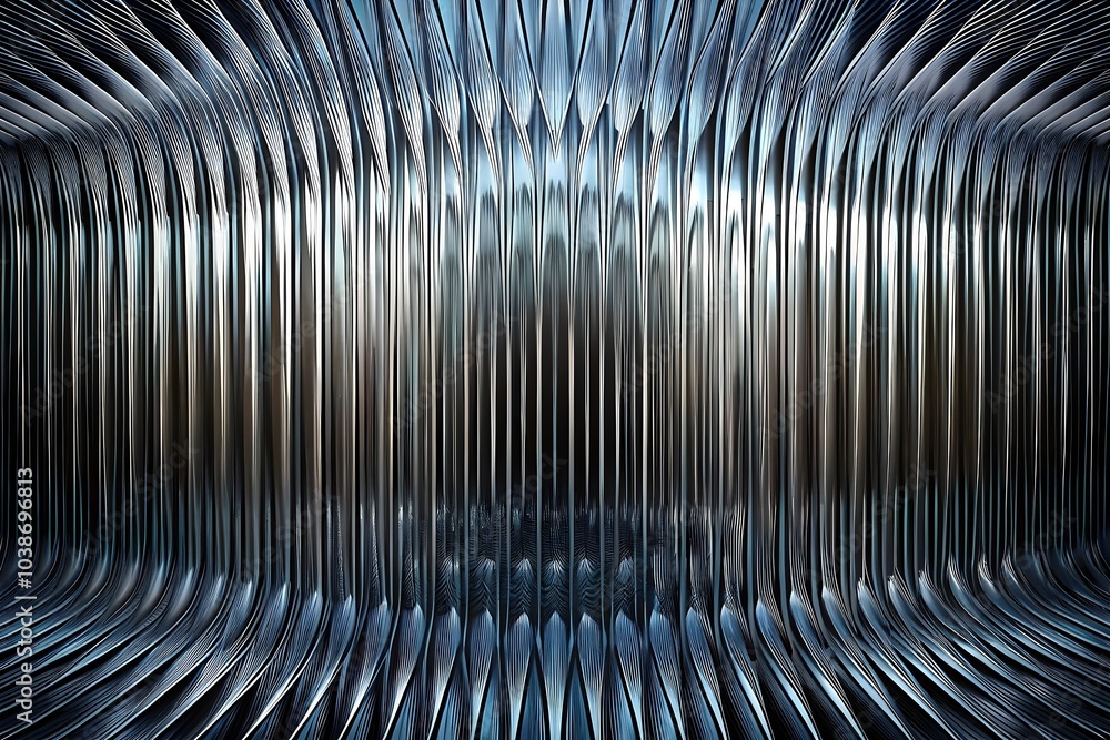 Poster metallic waves reflections patterns design art abstract visuals