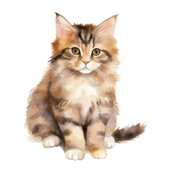 Obraz premium sitting shorthair cat watercolor isolated on transparent background cutout