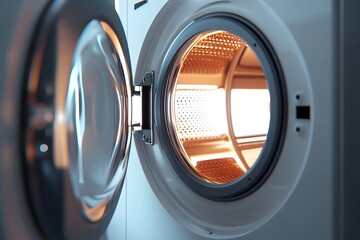 Open Washing Machine Drum with Metallic Interior