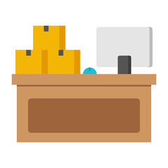 A flat design icon of logistic reception 

