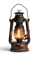 Old rusty kerosene lamp isolated on a white background