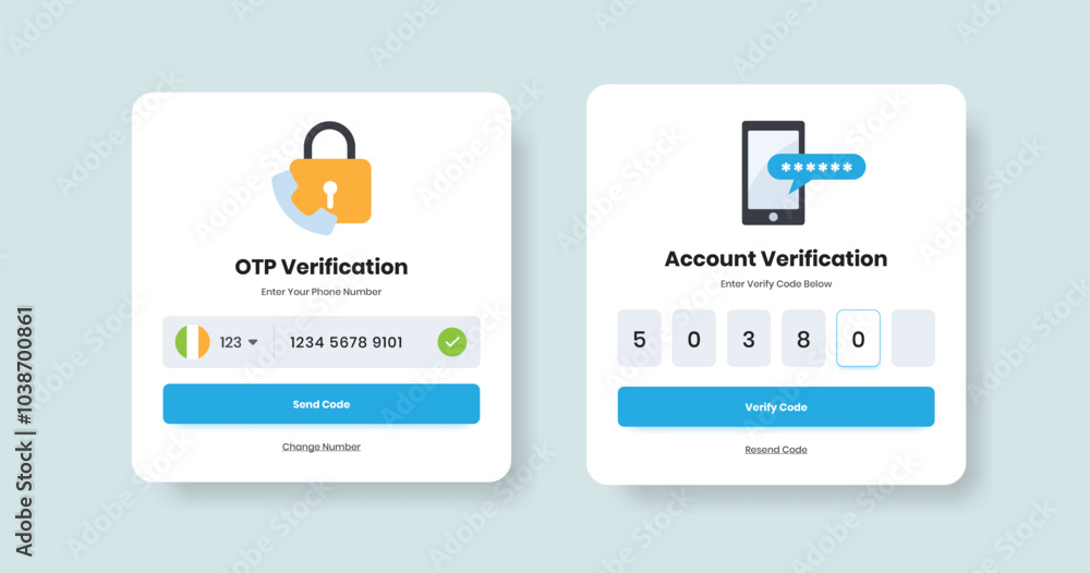 Wall mural professional authentication and otp security verification popup design with illustration