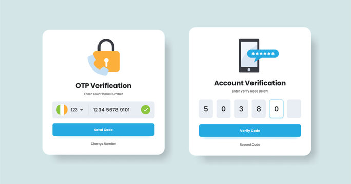 Professional authentication and otp security verification popup design with illustration