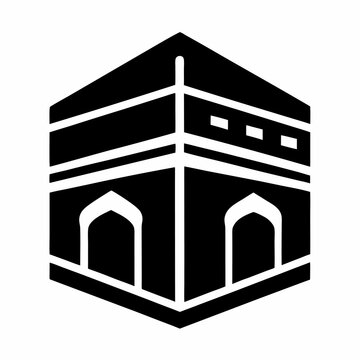 recommend clip art: Silhouette Vector Kaaba Icon Logo on White Background