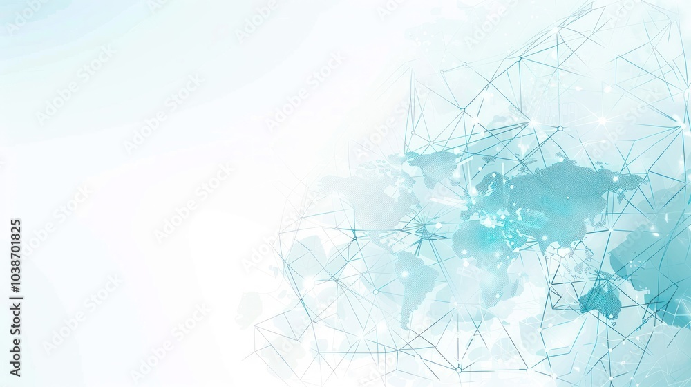 Poster abstract world map with network connections
