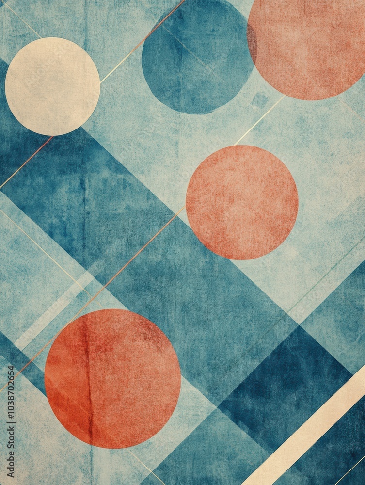 Aufkleber this artwork features a captivating arrangement of large and small circles scattered across a diagon