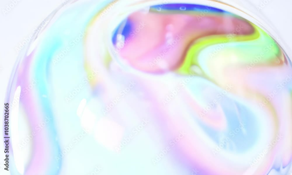 Poster close up of vibrant soap bubble captures beauty of reflection.