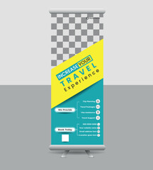 Roll up banner design template, pull up design, Banner Layout with retractable banner stand or flag design for business 