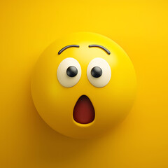 Fototapeta premium emoticon shocked face on a yellow background, AI generated