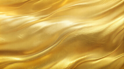 Obraz premium Abstract gold metallic fabric with flowing wavy texture.