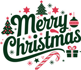 Merry Christmas lettering isolated on white background. Merry Christmas script calligraphy vector illustration