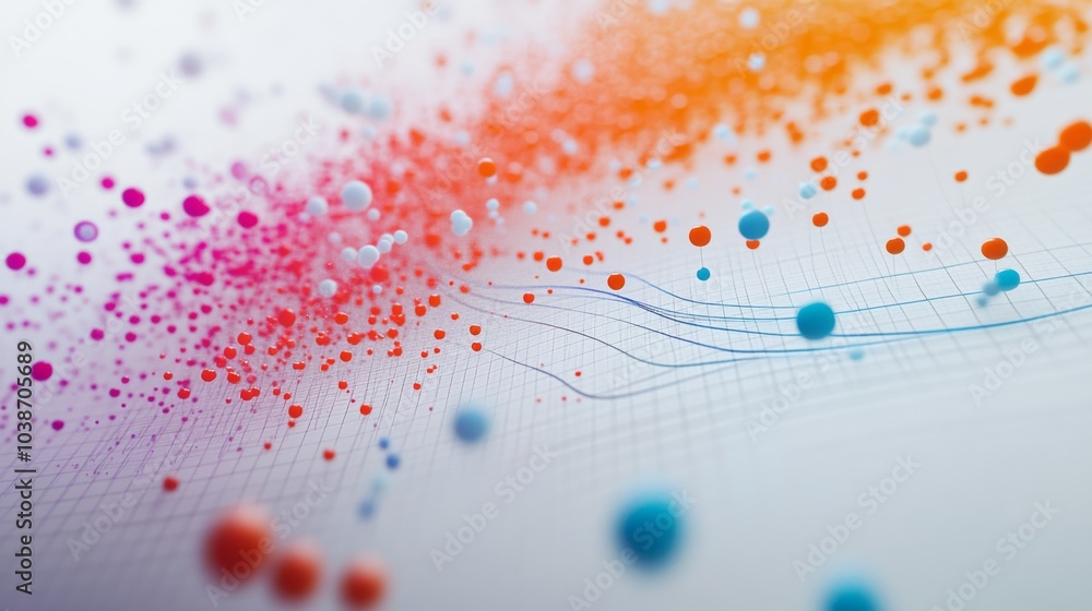 Fototapete abstract colorful dots and lines on a soft background