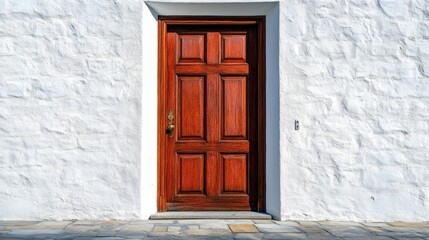 Elegant Wooden Door on a White Wall