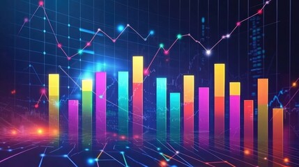 Vibrant Data Visualization with Colorful Bars and Lines