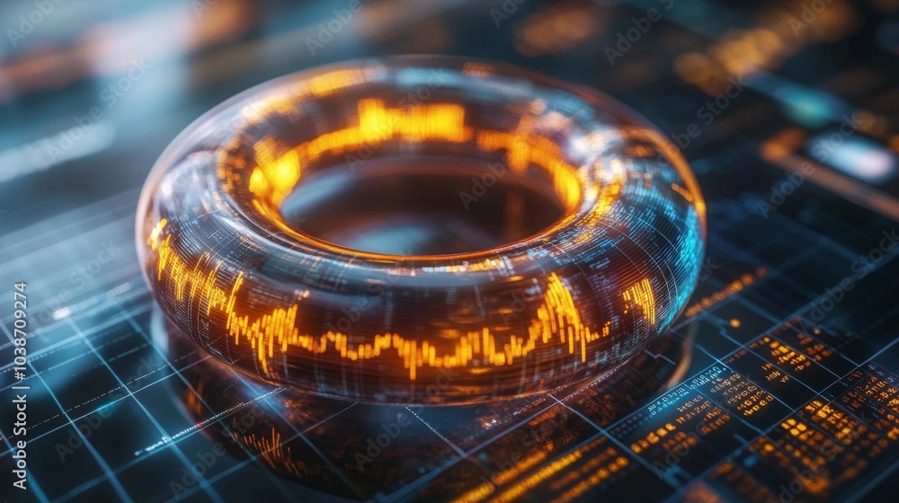 Poster futuristic data visualization in 3d design