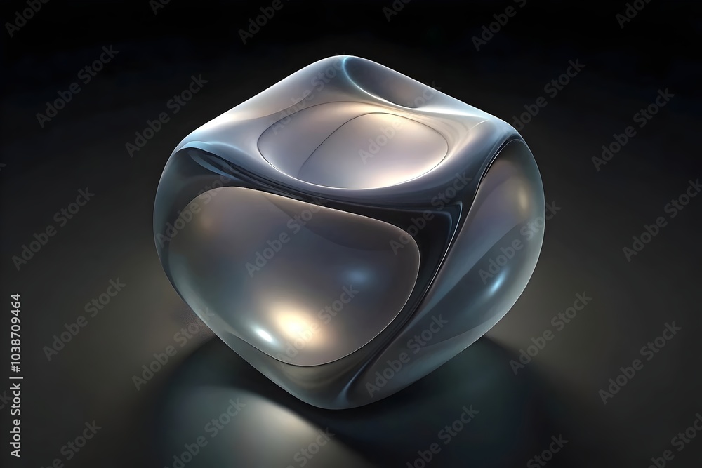 Poster modern abstract clear geometric cube design fluid light reflection
