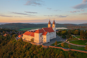 Tihany, Hungary - Aerial skyline view about the famous Benedictine Monastery of Tihany (Tihany...