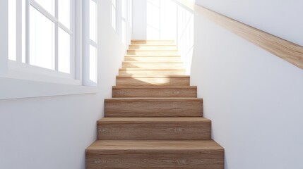 Bright Wooden Staircase with Natural Light