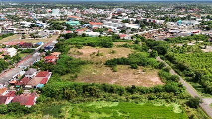 Obraz premium The aerial view of the city was breathtaking. Prakhon Chai is a district (amphoe) in the southern part of Buriram province.