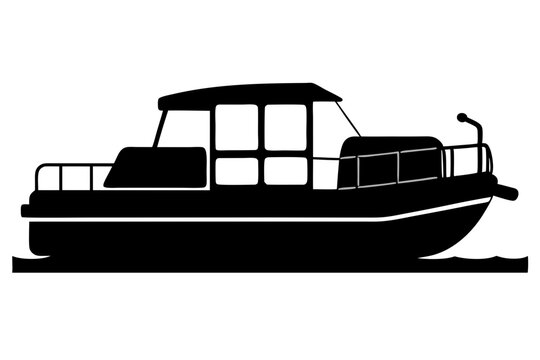 recommend clip art: Pontoon Boat silhouette | isolated vector silhouette illustration on white background