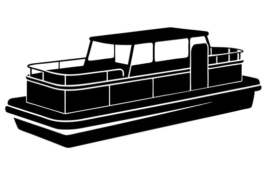 recommend clip art: Pontoon Boat silhouette | isolated vector silhouette illustration on white background
