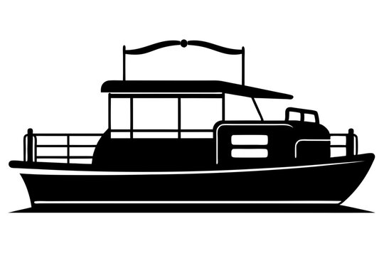 recommend clip art: Pontoon Boat silhouette | isolated vector silhouette illustration on white background