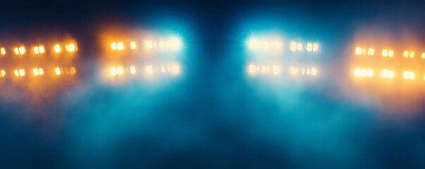 Naklejka premium Abstract Blue and Orange Lights Bokeh, blur, glow, bokeh