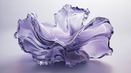 Fototapeta premium Abstract Purple Glass Sculpture, 3D Render, Abstract Art, Glass Art