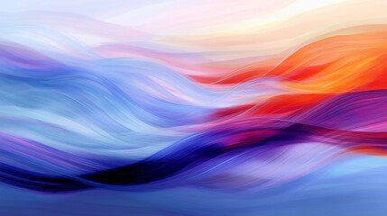 Fototapeta premium Abstract Wavy Lines in Blue, Purple and Orange, digital art, abstract art, abstract background