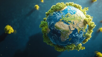Earth Covered in Green Trees - Environmental Sustainability, Climate Change, Nature , environment