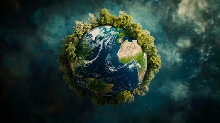 Earth Surrounded by Lush Greenery, 3D Render, Nature, Environmentalism, Sustainability, Planet Earth ,environmentalism