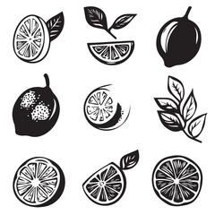 Lemons In cartoon, hand-drawn flat style. image for social media, websites and UI. Isolated 2D vector design in logo, icon, sketch style, simple line vector, single color. AI Generative Art.
