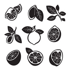 Lemons In cartoon, hand-drawn flat style. image for social media, websites and UI. Isolated 2D vector design in logo, icon, sketch style, simple line vector, single color. AI Generative Art.