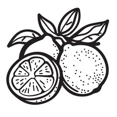Fototapeta premium Lemons In cartoon, hand-drawn flat style. image for social media, websites and UI. Isolated 2D vector design in logo, icon, sketch style, simple line vector, single color. AI Generative Art.