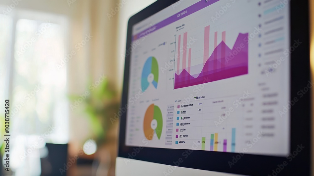 Poster business analytics on computer screen