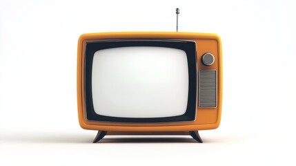 Vintage Yellow Television with Antenna, Retro, Nostalgia