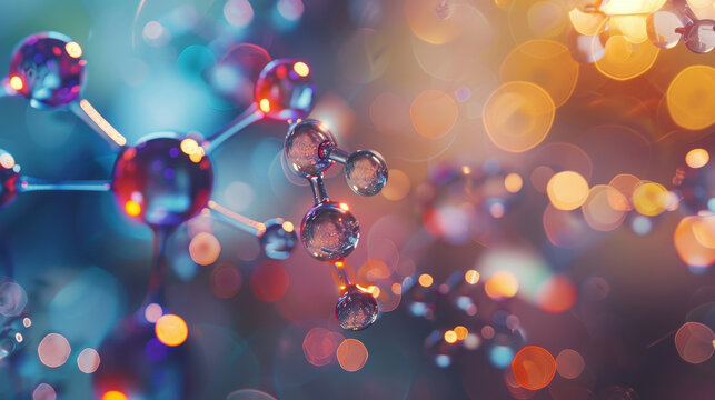 Dynamic representation of allyl radical molecular structure showcasing vibrant atoms in a colorful blurred background