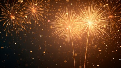 Naklejka premium Vibrant golden fireworks illuminating the night sky for New Years Eve promotions