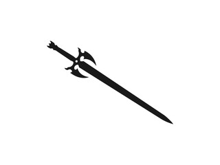 Swords silhouettes. Vector illustration. Swords vintage flat vector icon collection set silhouette. Medieval knight swords silhouette. flat vector icon. vector illustration on white background.