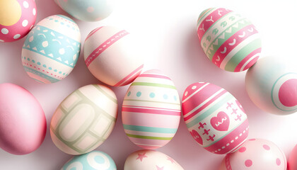 Easter eggs pattern isolated with white highlights, png