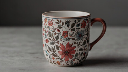 A cup of coffee roasted coffee beans fresh coffee in an elegant mug on a workspace background