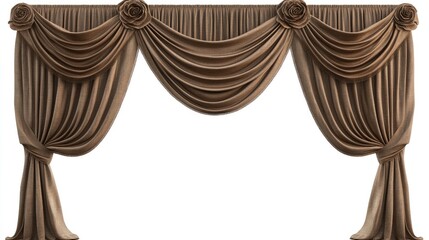 Elegant Brown Drapes with Rose Accents