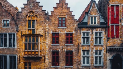 Naklejka premium Colorful Architectural Facades in Historic Town