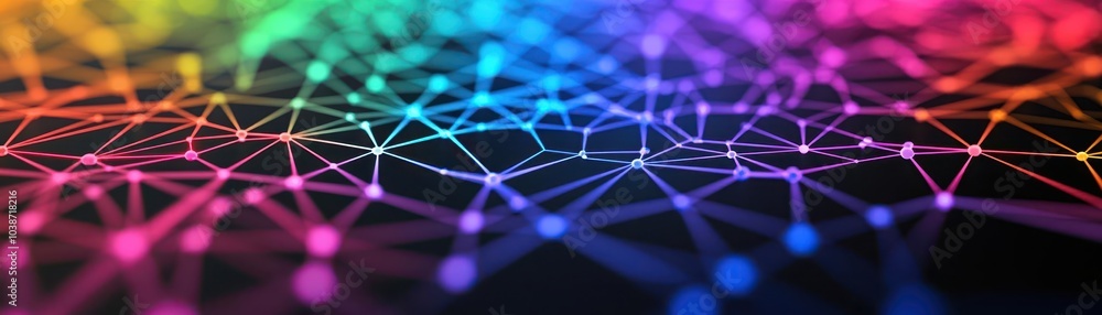 Aufkleber abstract colorful network connection on a dark background.