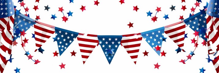 Obraz premium Fourth of July celebration with patriotic banners