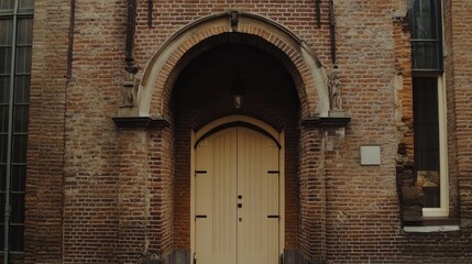 Fototapeta premium Charming Vintage Doorway with Rustic Brick Wall