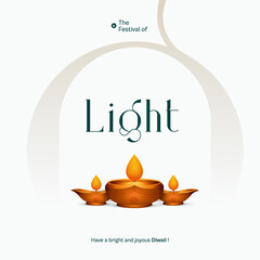 Luxurious Diwali social media post featuring a golden diya lamp, festive greetings, and a stylish design