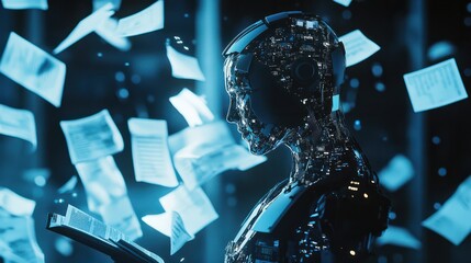 Artificial Intelligence in Document Analysis, the role of artificial intelligence in document analysis with an image portraying machine learning algorithms extracting data from unstructured documents