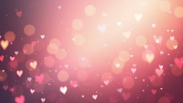 Soft pink  white bokeh lights with tiny hearts ideal for Valentines Day promotions Dreamy  romantic